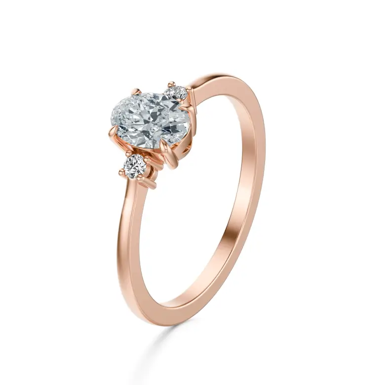 Pierścionek z owalnym diamentem w różowym złocie SBPZ_018 Pierścionek z owalnym diamentem w różowym złocie SBPZ_018